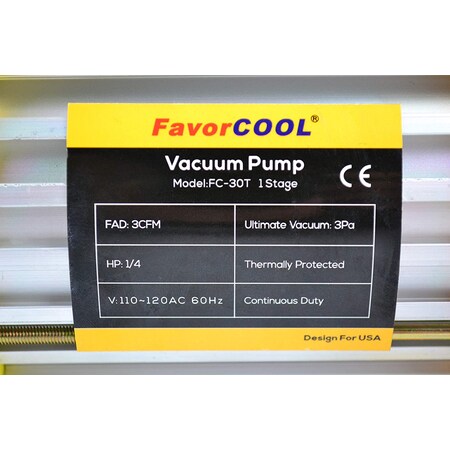 Favorcool 3.0CFM 1/4HP Air Vacuum Pump with Manifold Gauge Set for